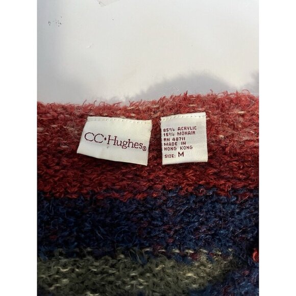 C C Hughes Sweater Women's Medium Button Front Cardigan Striped Mohair Blend - Picture 10 of 11